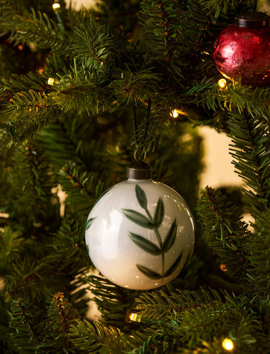 Hand-painted Glass Bauble | Rosemary Vine