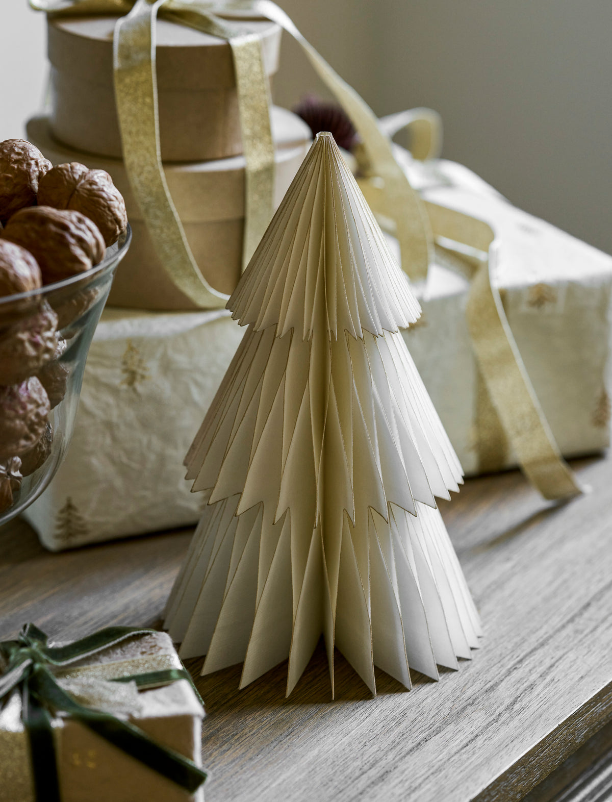 Paper Christmas Tree | Warm White & Gold | Small