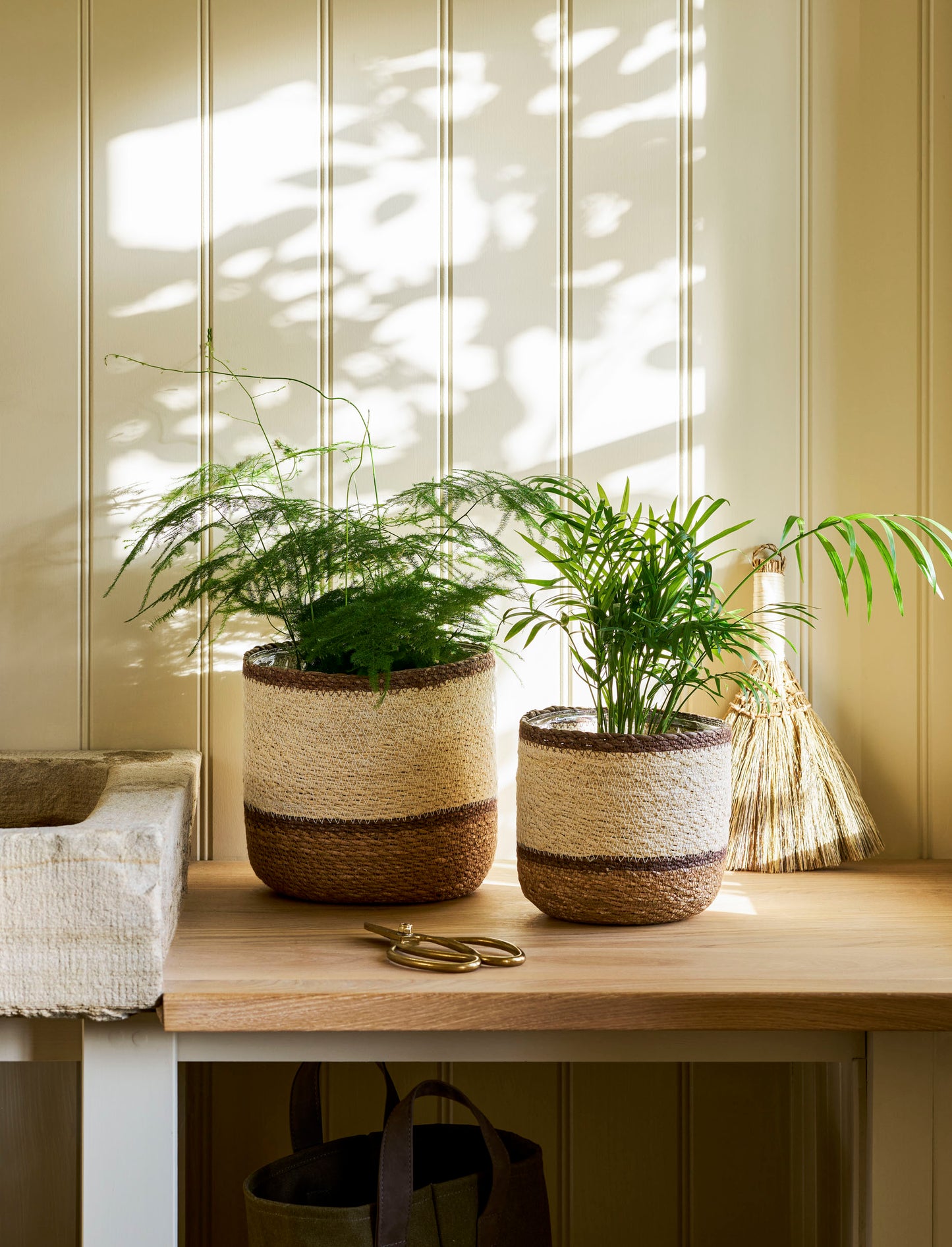 Jute Multi Striped Pot