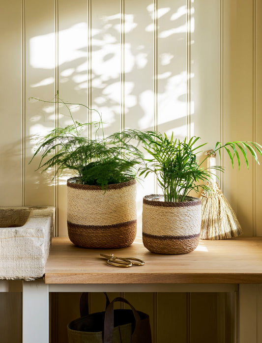Jute Multi Striped Pot