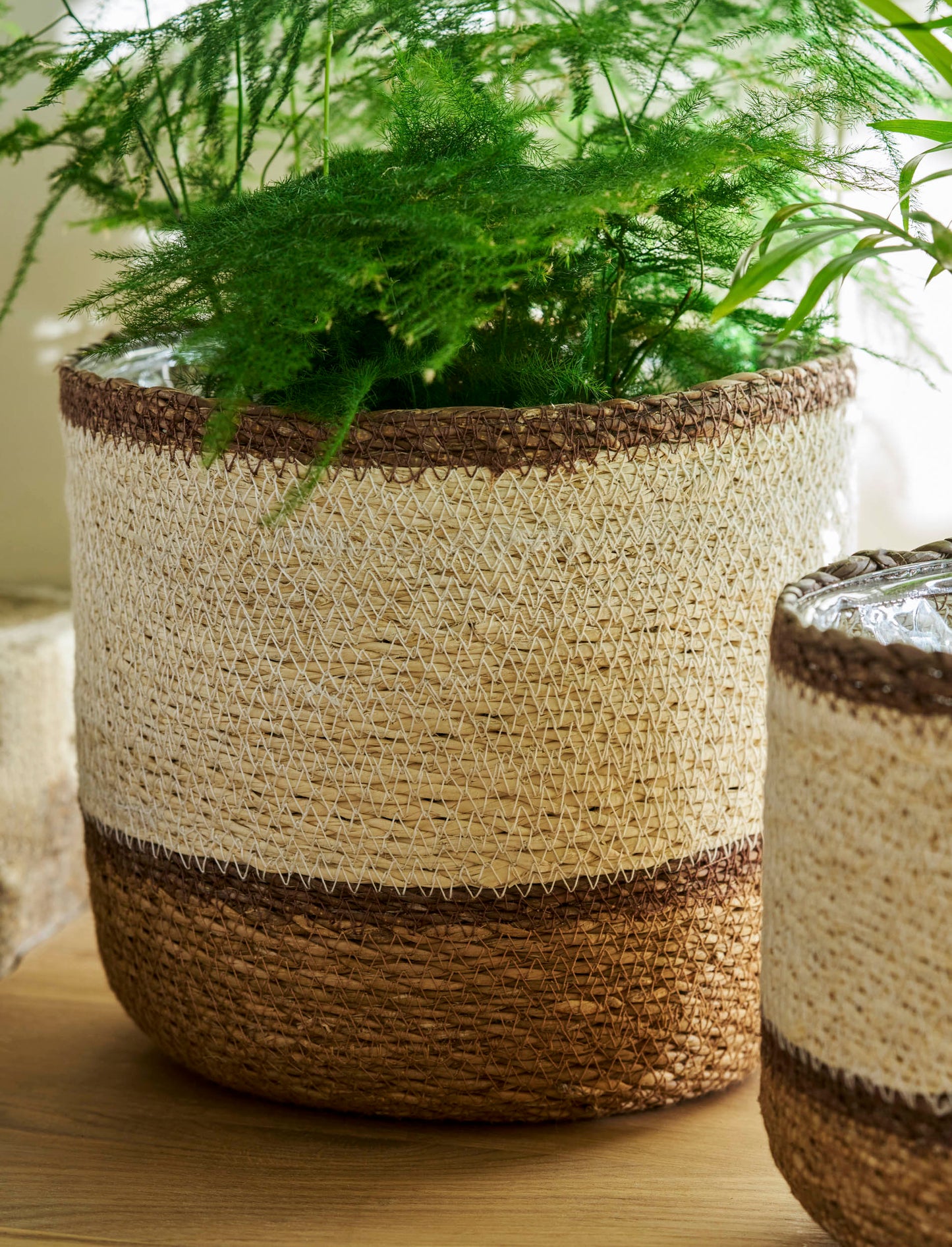 Jute Multi Striped Pot