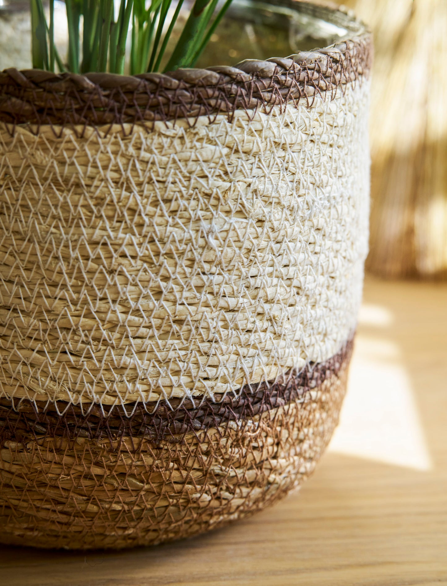 Jute Multi Striped Pot