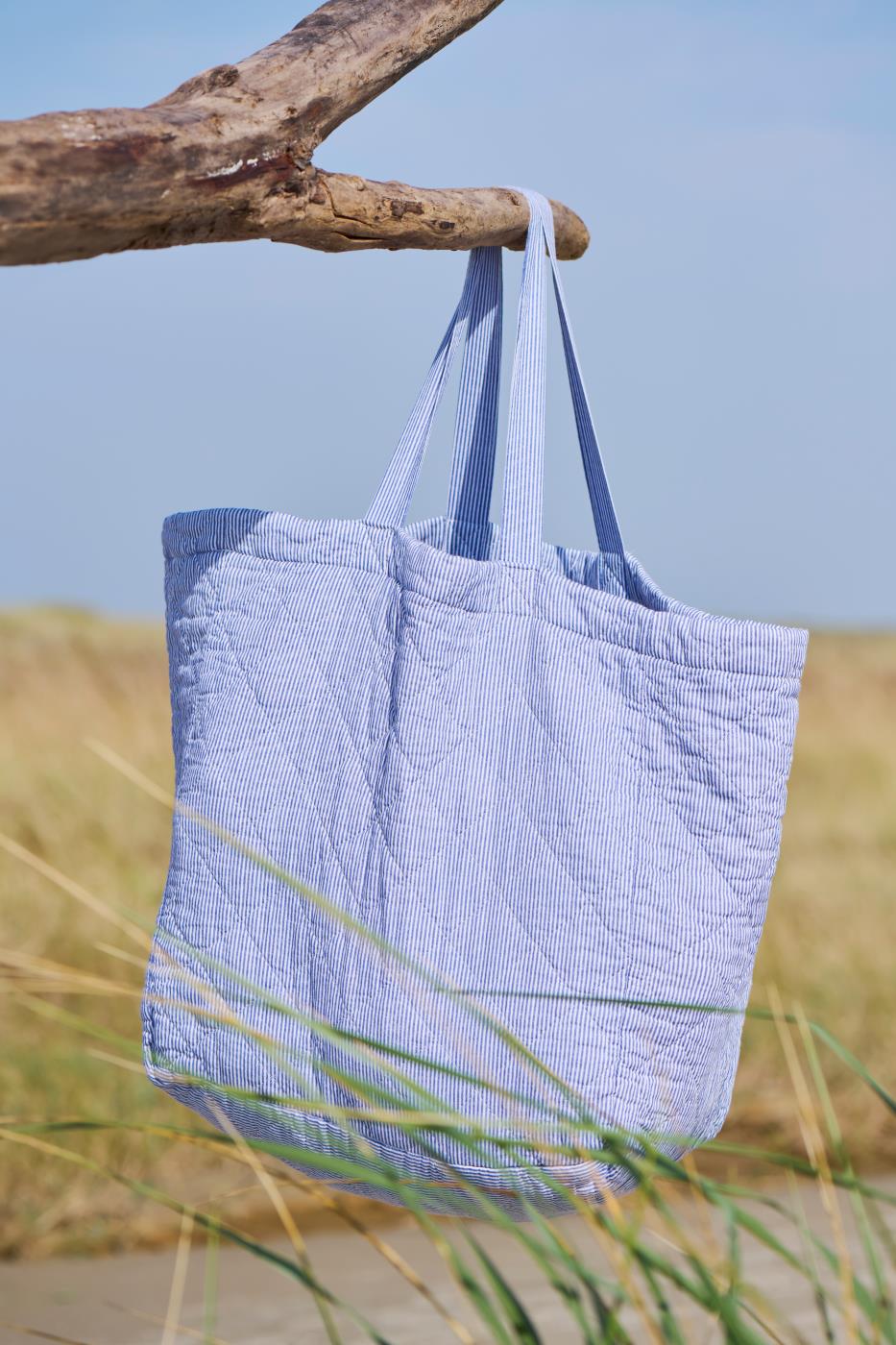 Quilted Bag | Dark Blue Stripes