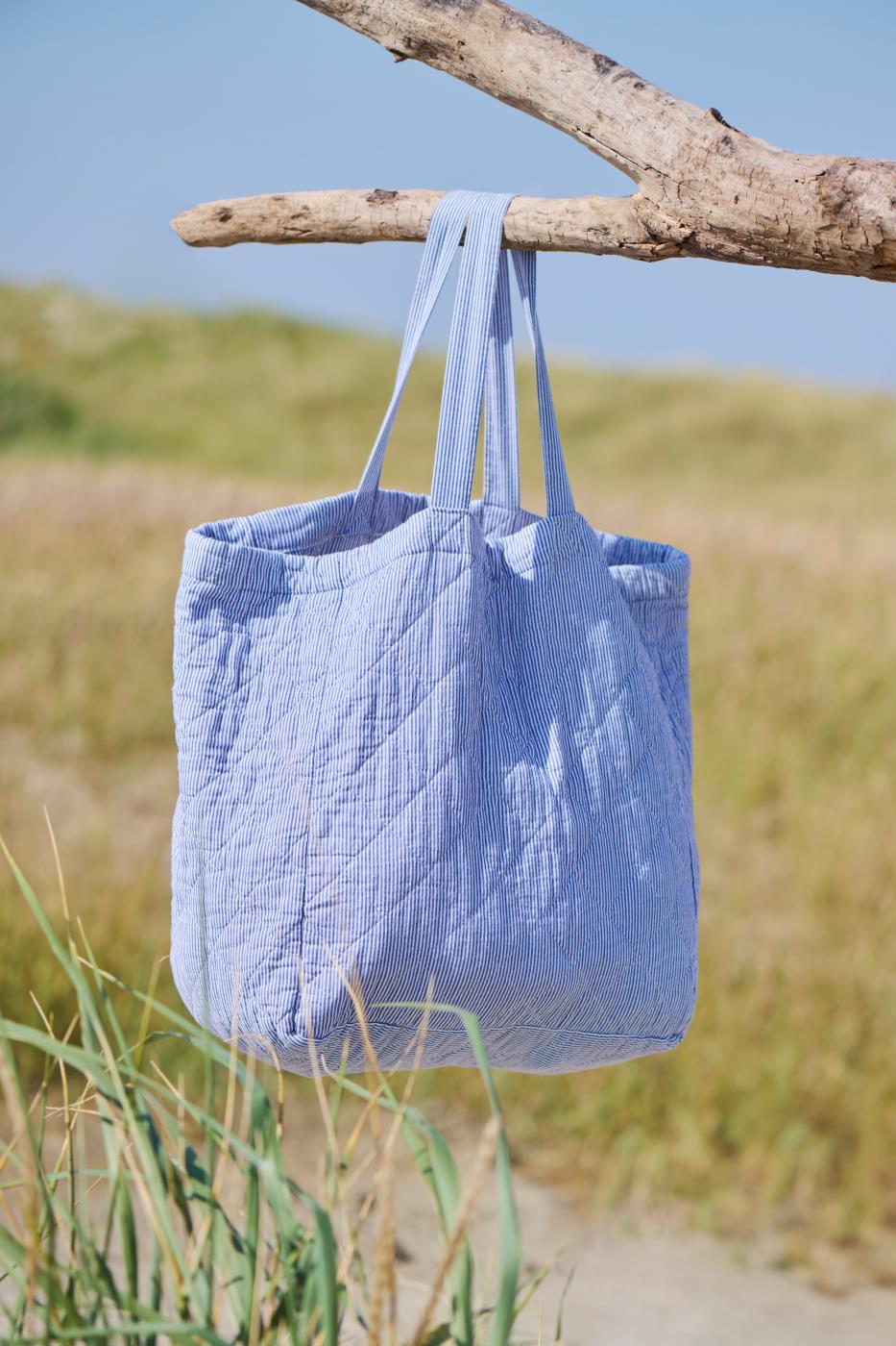 Quilted Bag | Dark Blue Stripes