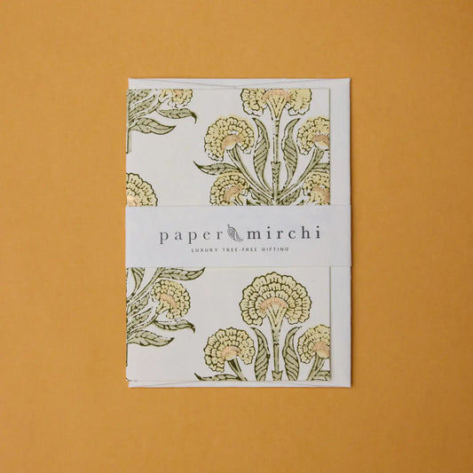 Block Printed Greeting Card - Aurora Buttercream