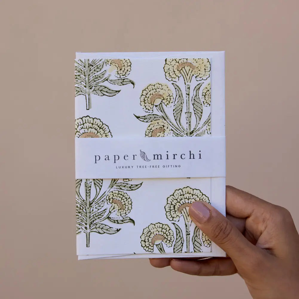 Block Printed Greeting Card - Aurora Buttercream