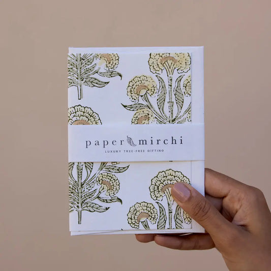 Block Printed Greeting Card - Aurora Buttercream