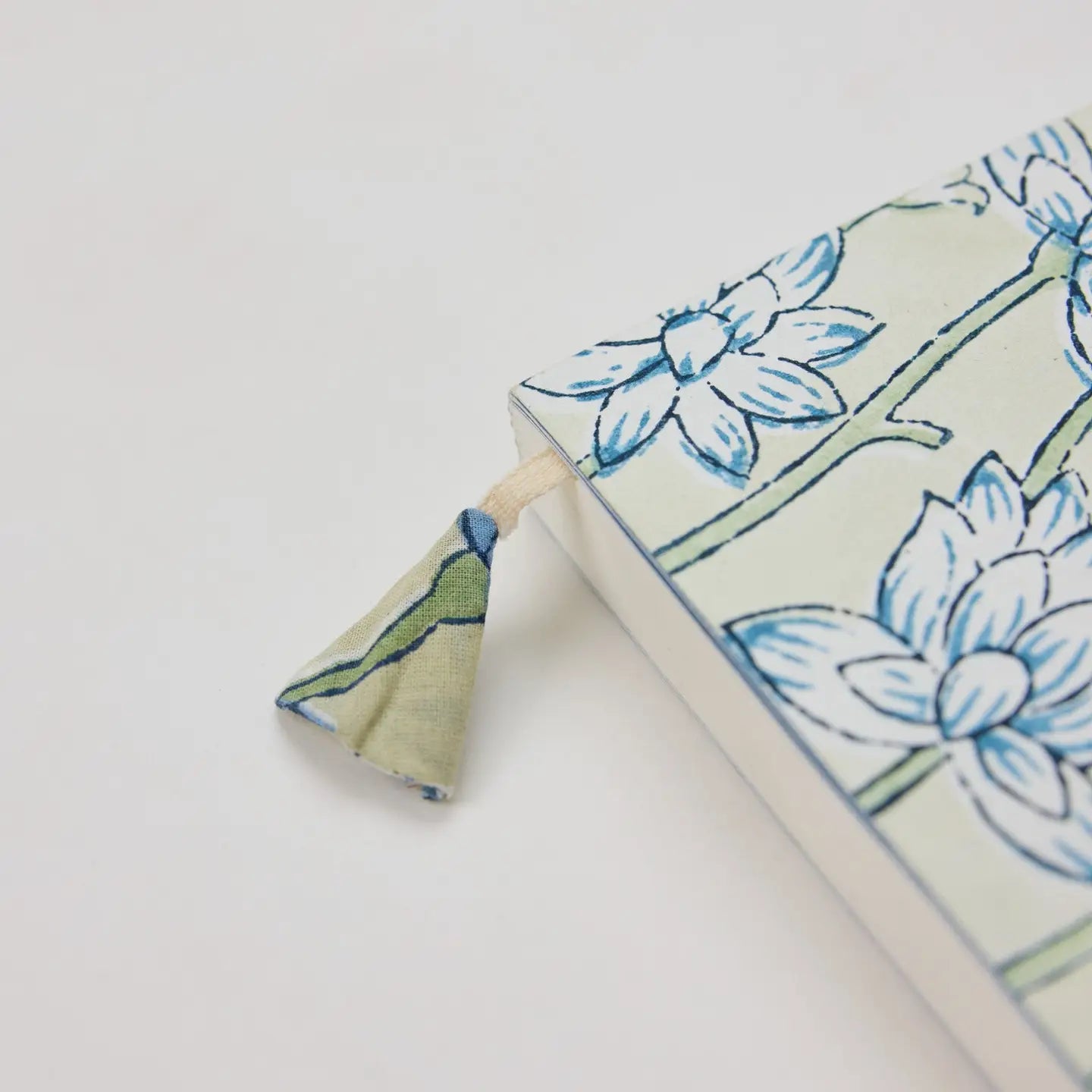 Block Printed Ruled Notebook (A5) - Lotus Indigo