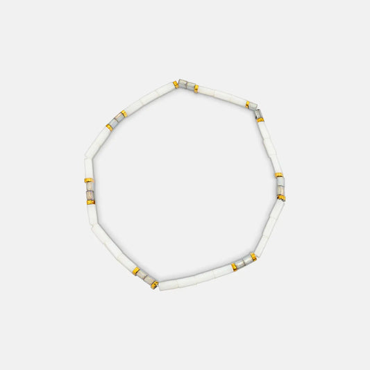 Flat Bead Bracelet | White