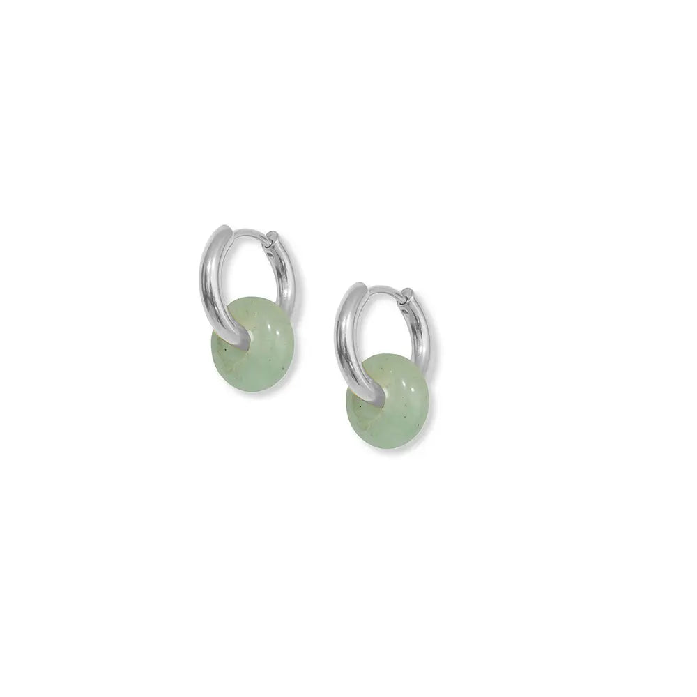 Mint Agate Hoops | Silver