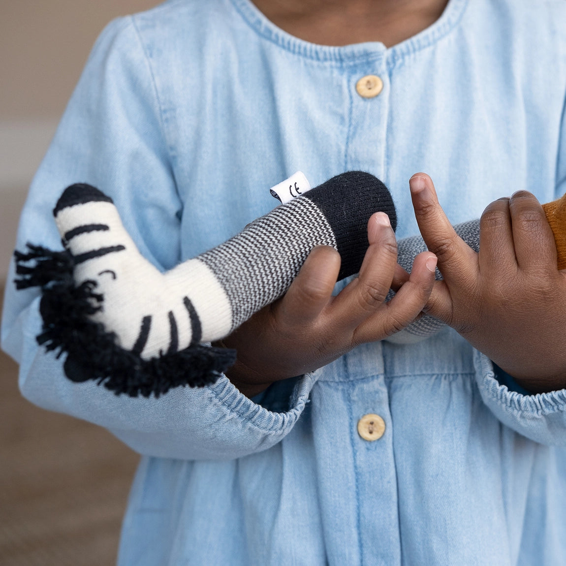 Cotton Knit Baby Rattle Toy | Zebra