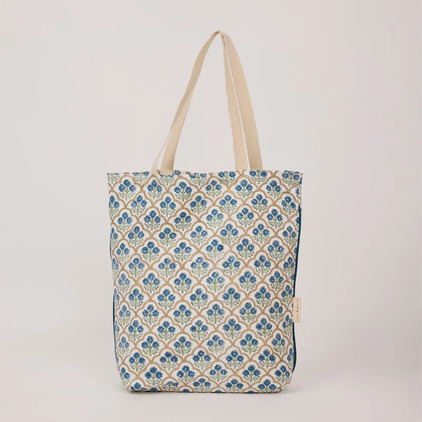 Organic Cotton Tote Bag - Trellis Indigo