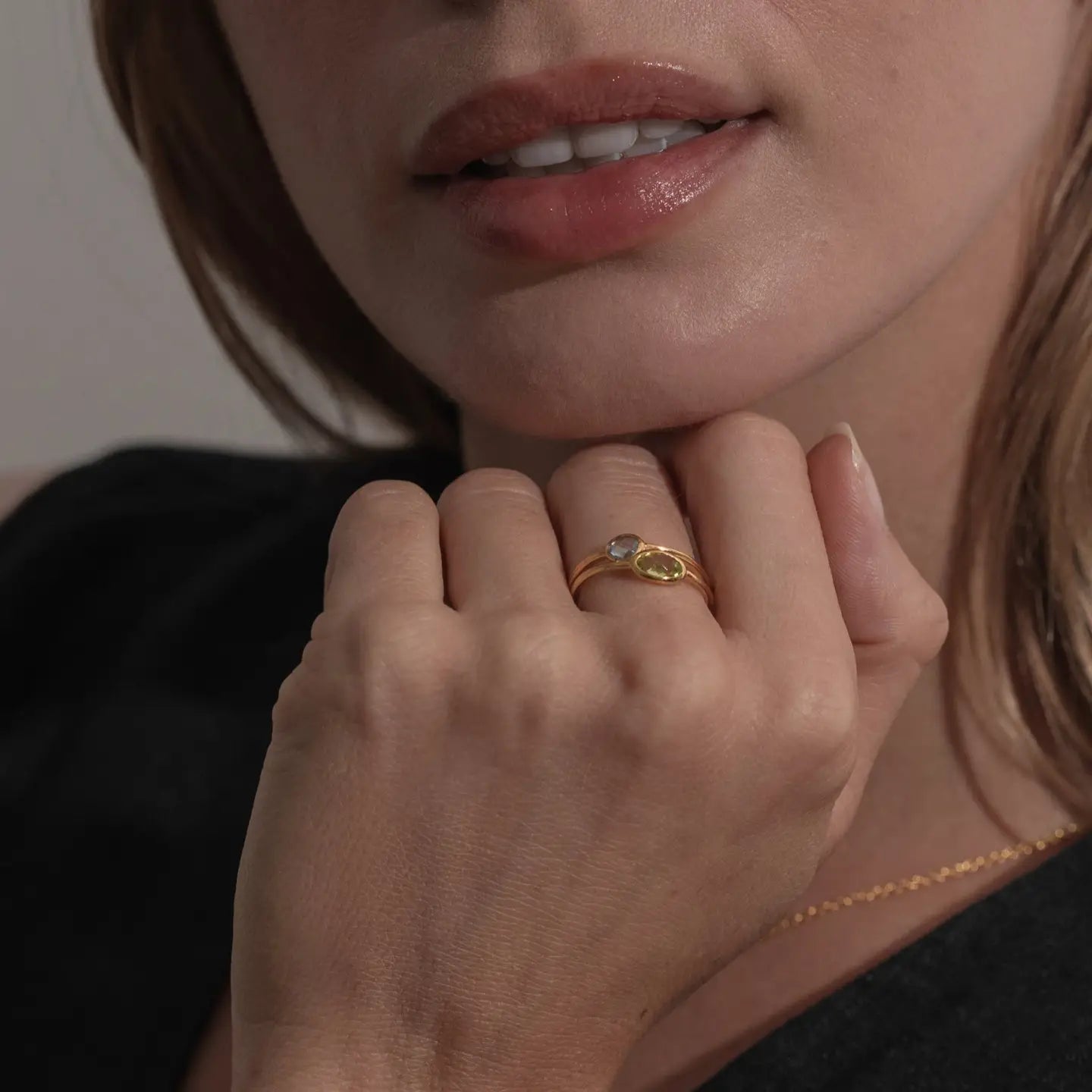 Olive Crystal Ring