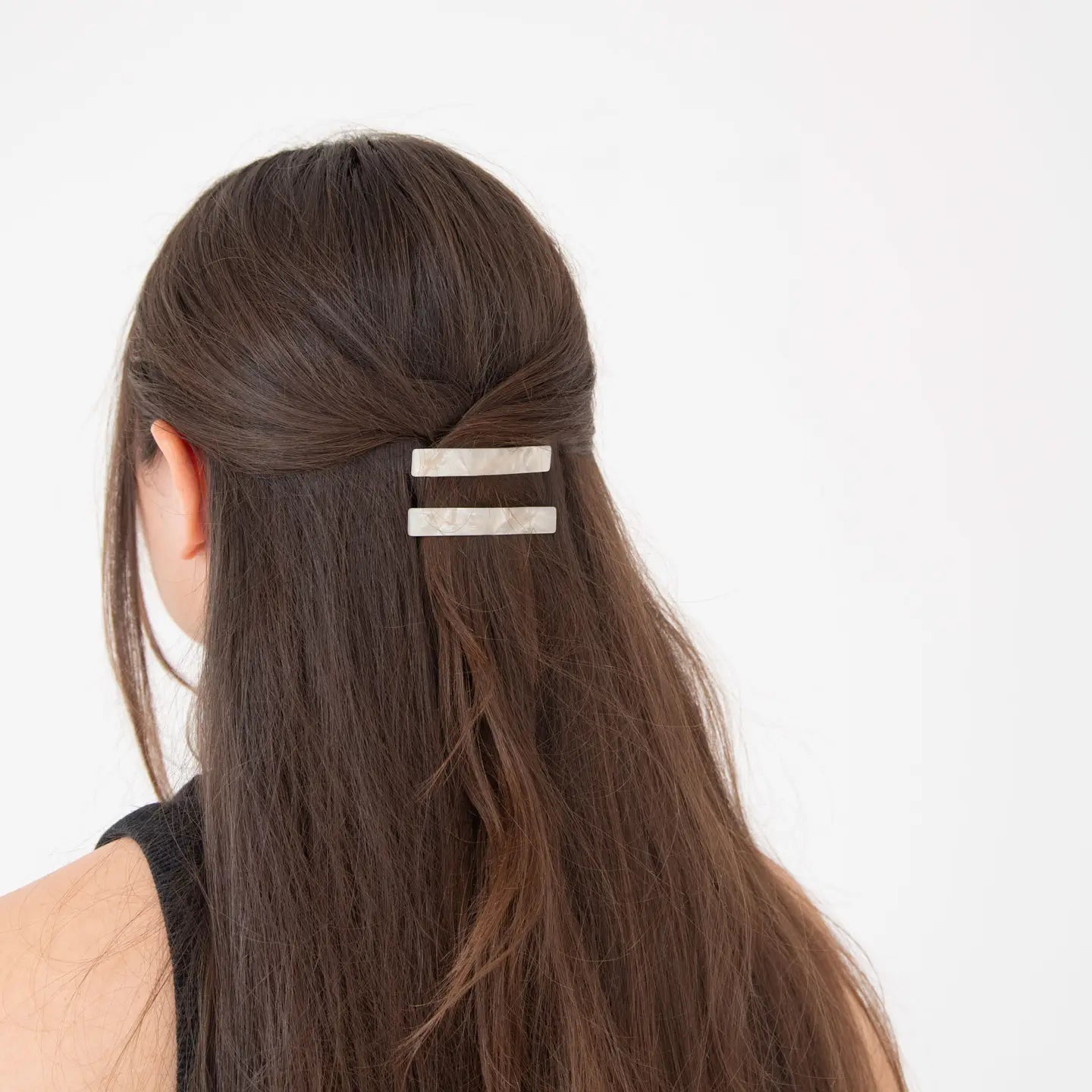 Pearly White Marble Hair Slides - Set of 2