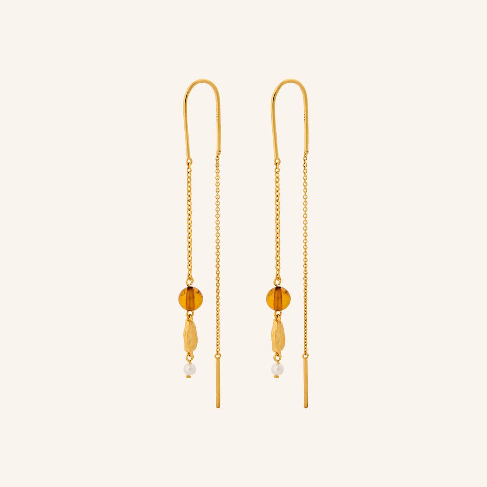 Amber Glow Earrings | Gold