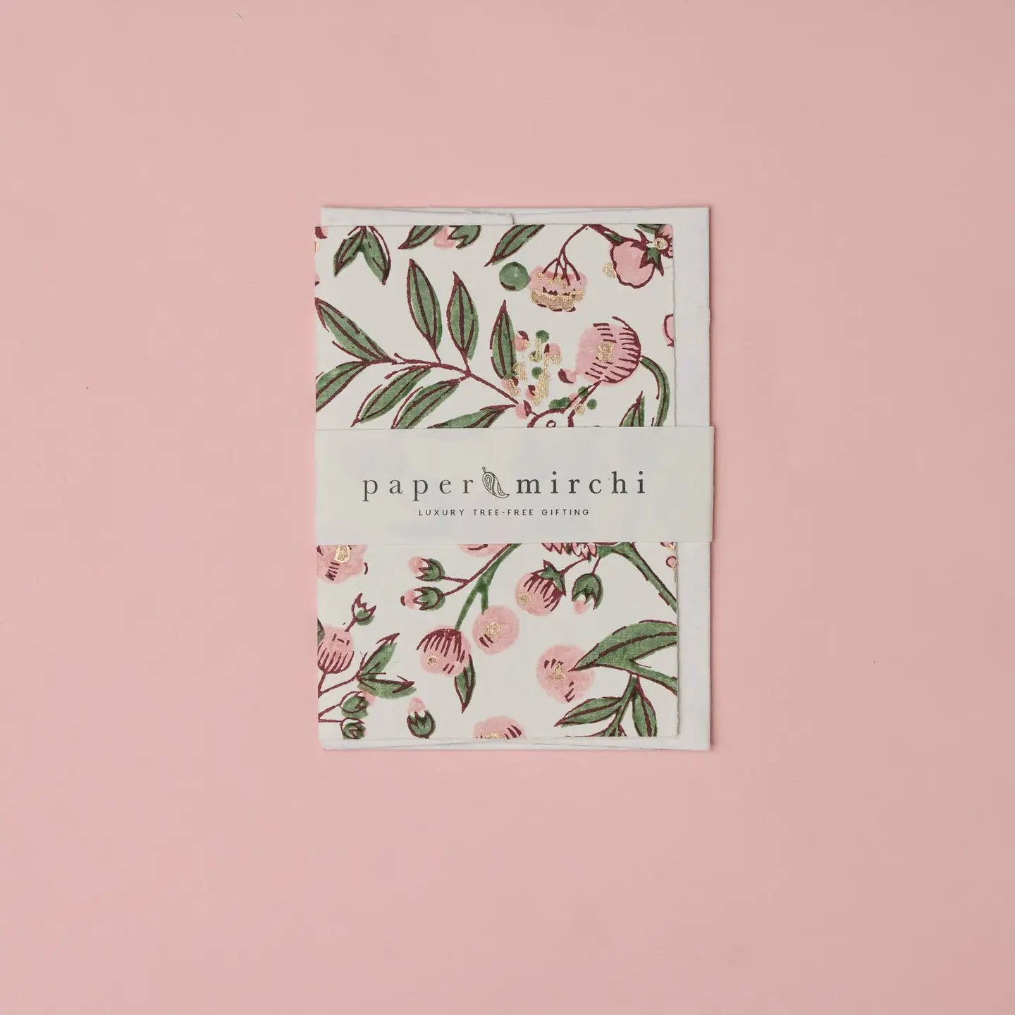 Hand Block Printed Greeting Card | Song Birds Blush