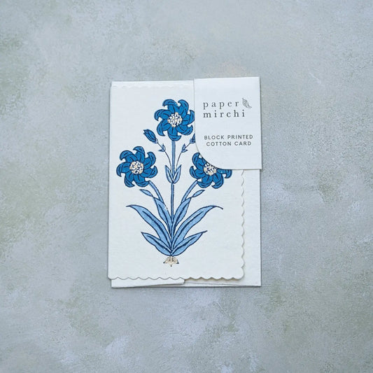 Hand Block Printed Greeting Card | Nargis Sapphire