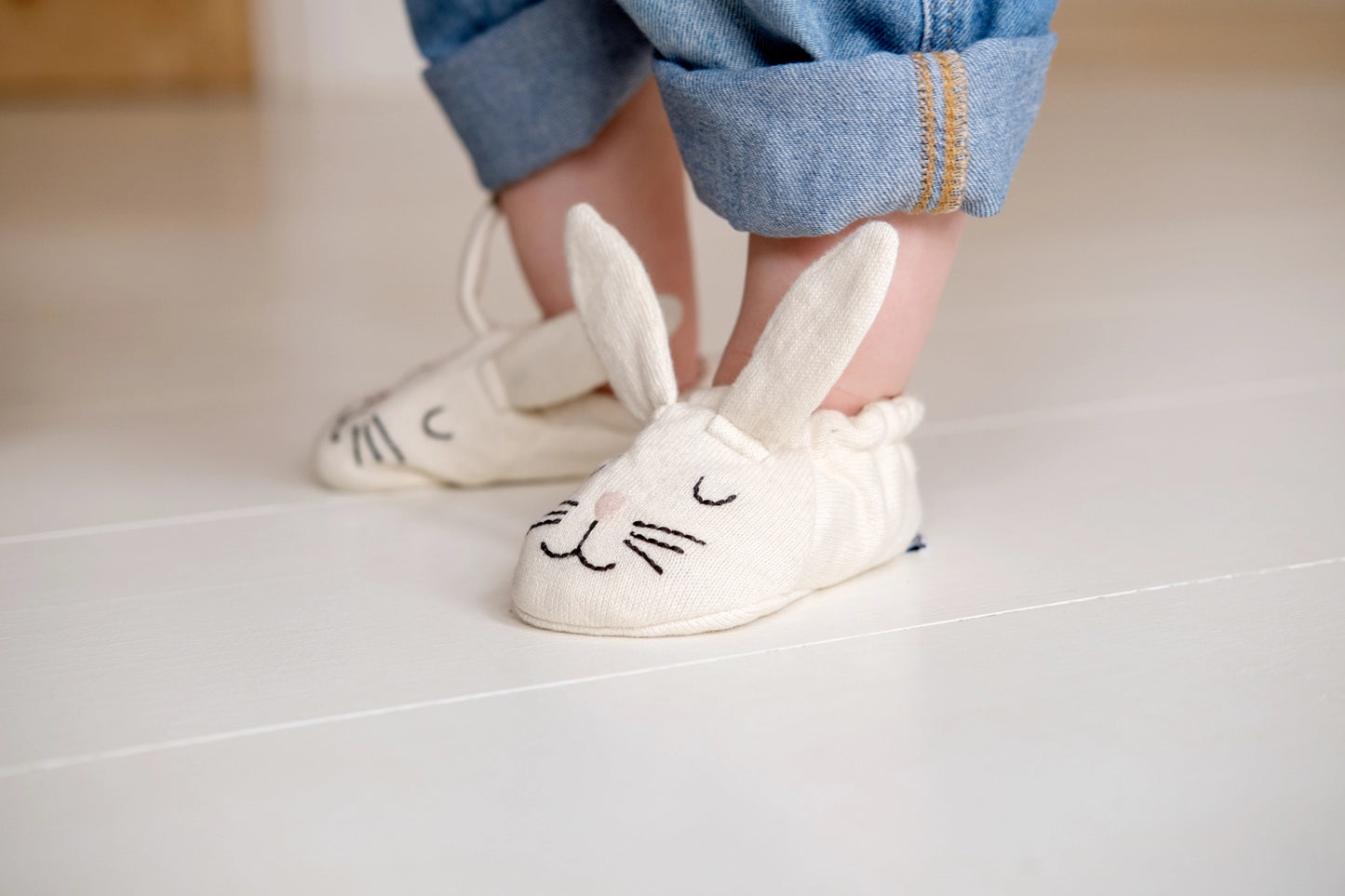 Cotton Knit Baby Booties | Rabbit