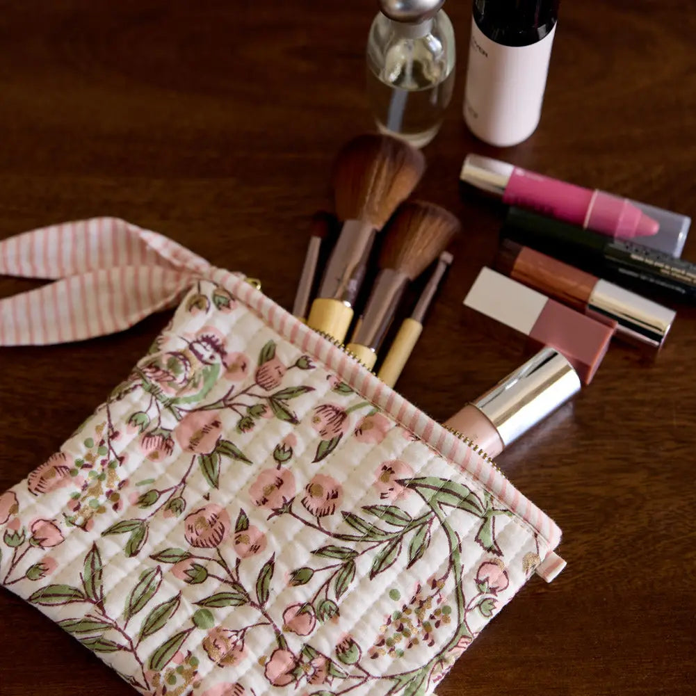 Organic Cotton Zipped Pouch Set 2pk - Floral Blush