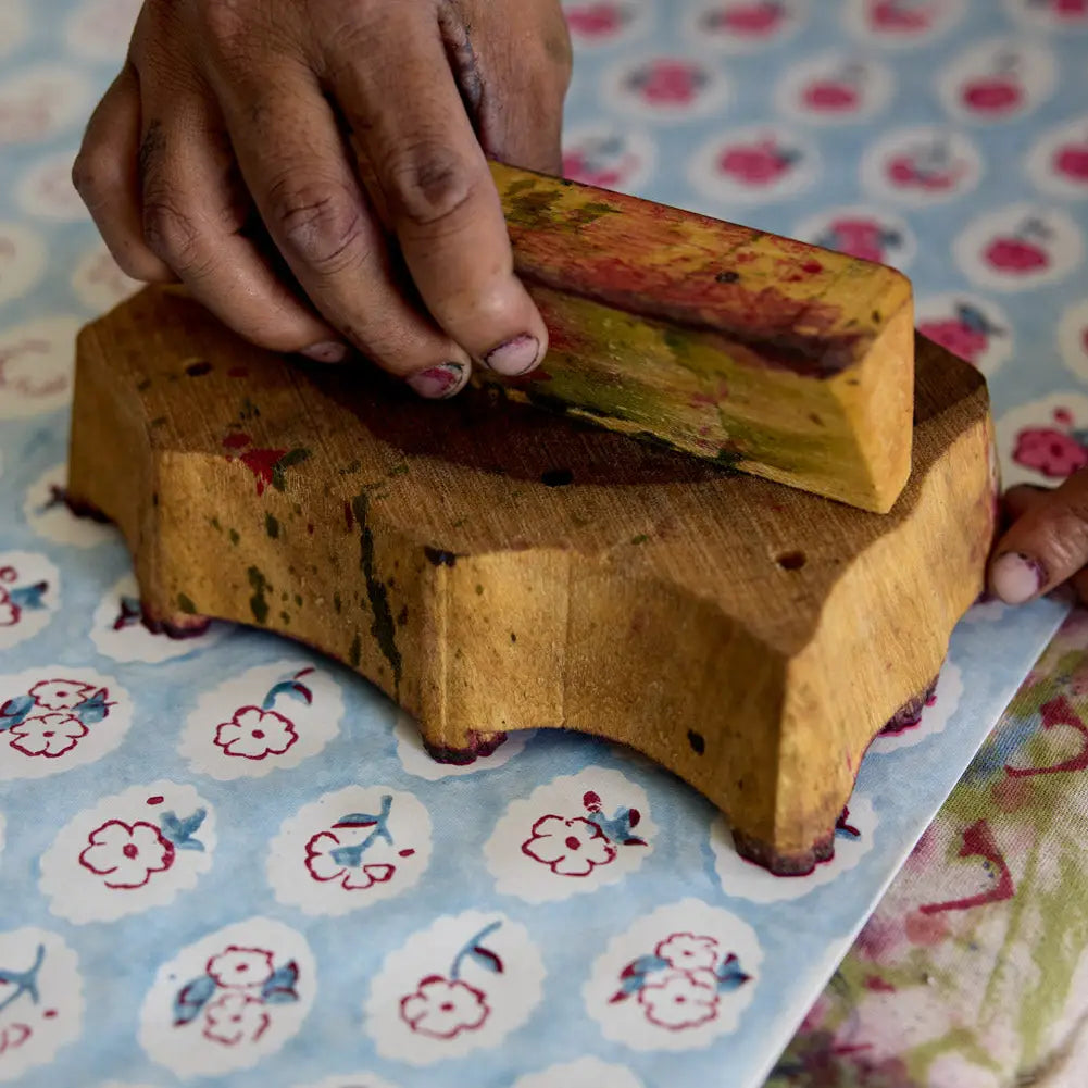Hand Block Printed Greeting Card | Mother's Day Pink Floral