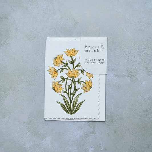 Hand Block Printed Card | Champaca Saffron