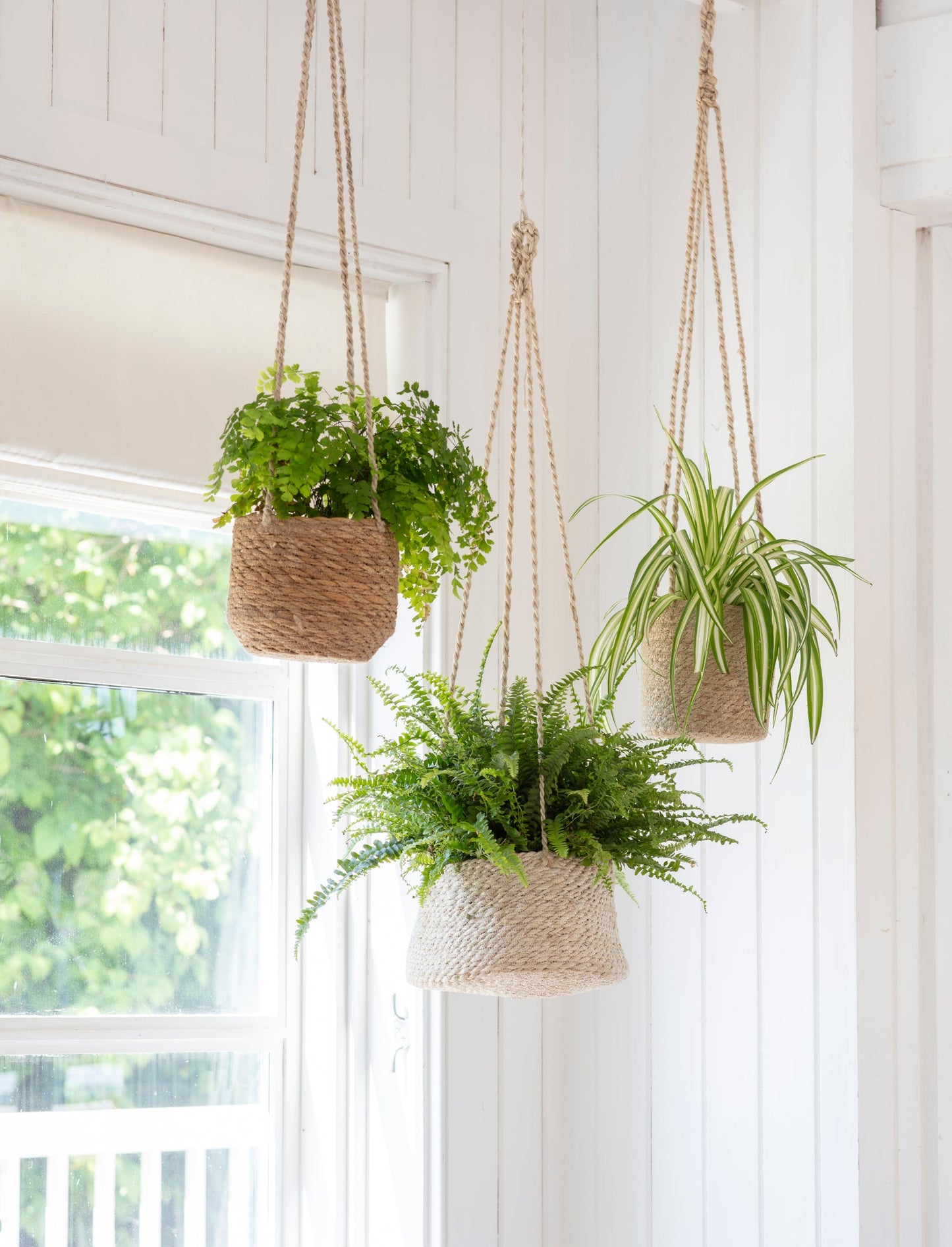 Hanging basket plant pot, seagrass