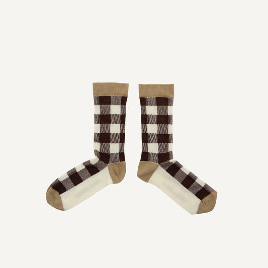 Socks | check | brown