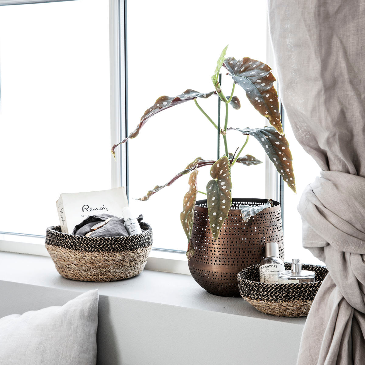 Basket, Bowl, Black/Natural