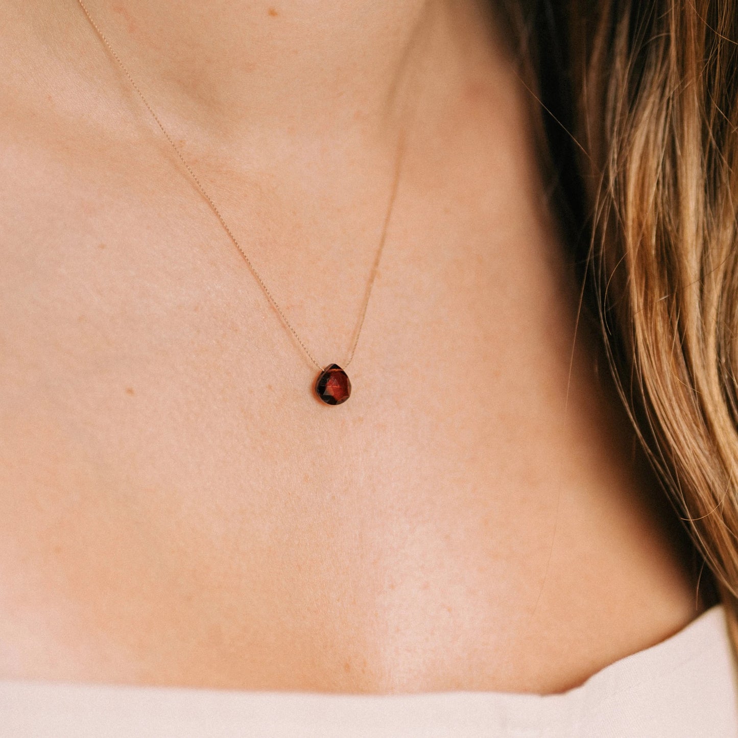 January Fine Cord Birthstone Necklace | Garnet