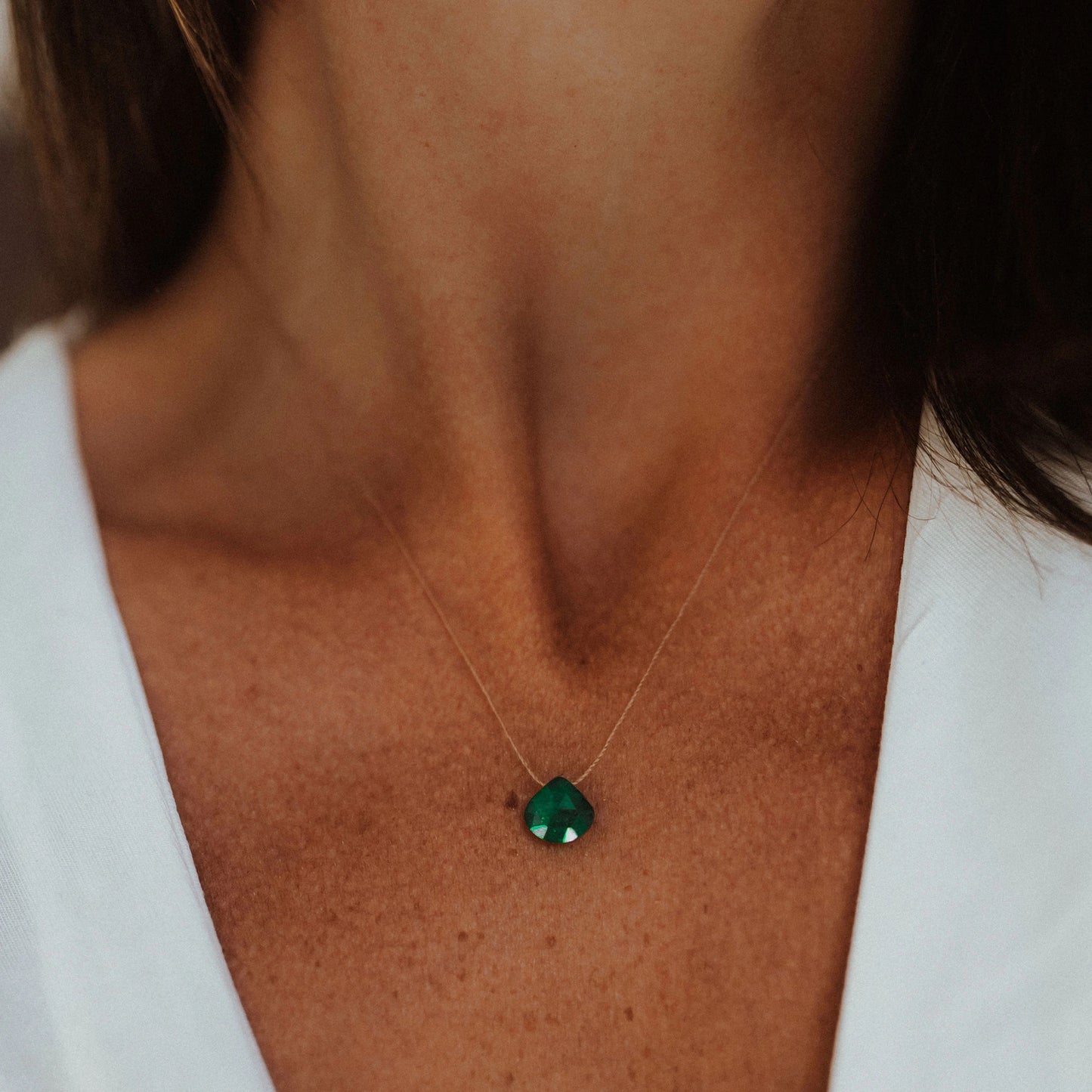 May Fine Cord Birthstone Necklace | Emerald
